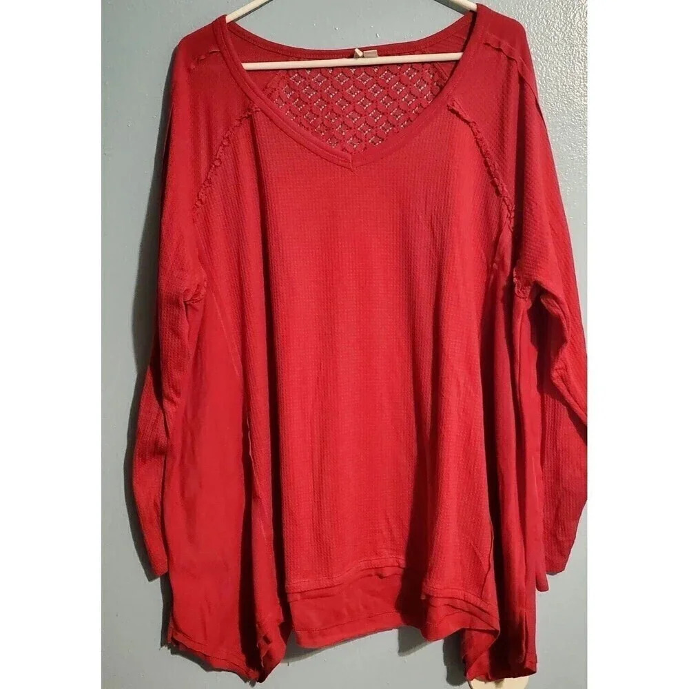 Cato Blouse Womens Hot Pink Size 22 24W Curved Hem Long Sleeve Casual
